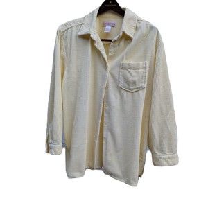 Vintage Cambridge Country SHACKET Cotton Corduroy Collar Button Yellow Womens Lg
